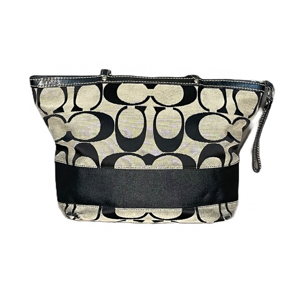 Coach Signature Stripe Black and Gray Monogram Tote Shoulder Bag - Picture 3 of 12